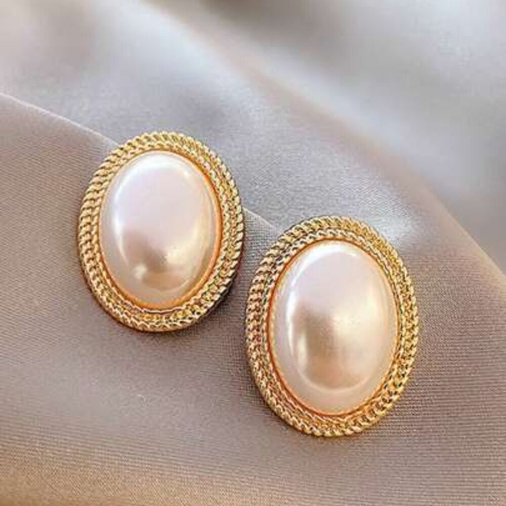 Elegant Gold & Pearl Statement Earrings